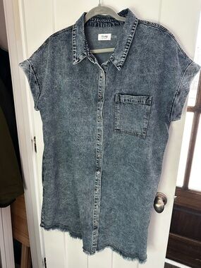 Bluivy Washed Blue Denim Shirt Dress